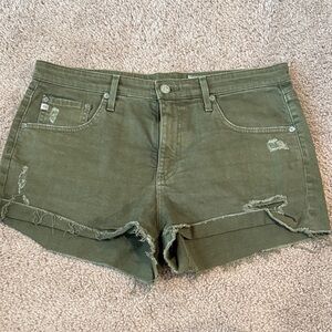AG Adriano Goldschmied Olive Green Jean Shorts